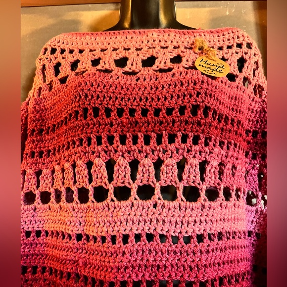 Handmade Crochet Pink Poncho - Picture 4 of 9